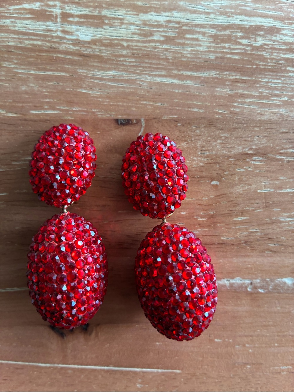 Red Crystal Drop Statement Earrings - Women Jewelry